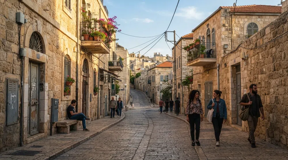 Musrara, Jerusalem: the seam line you can still read in stone