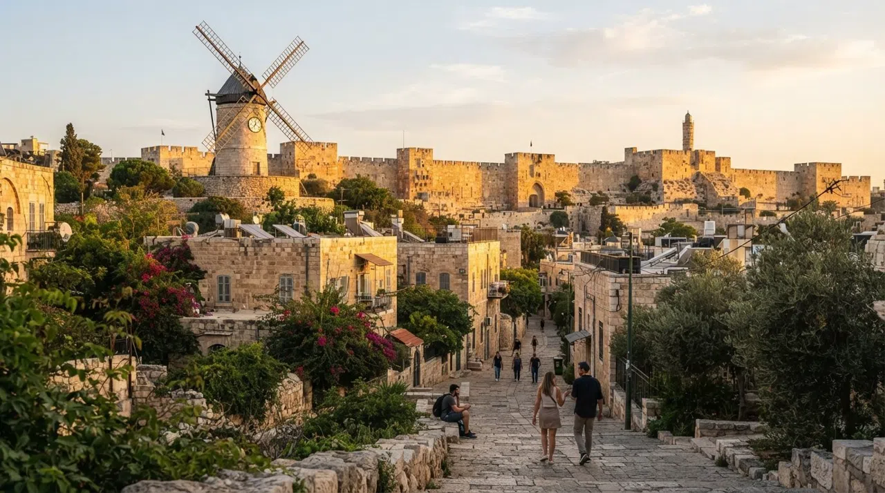 Yemin Moshe, Jerusalén: Callejones de piedra sobre el valle de Hinom